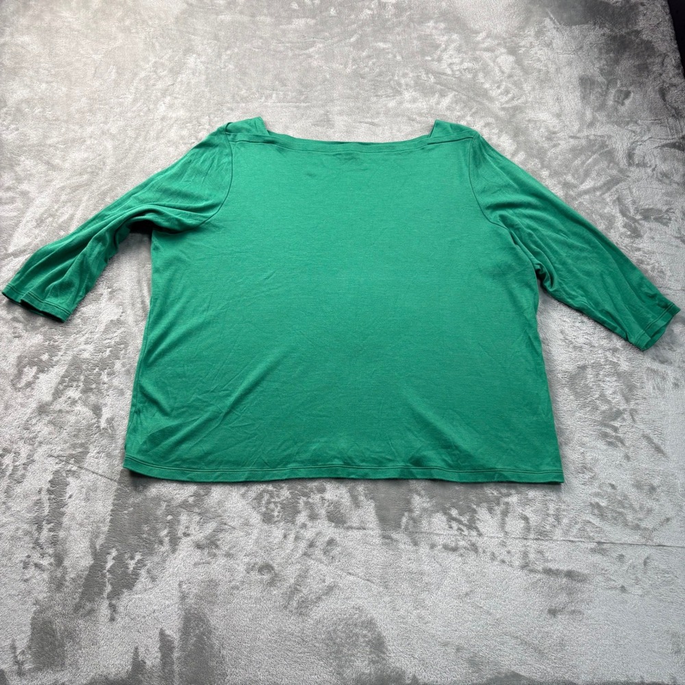 Talbots Women's 2XP Petite Kelly Green 3/4 Sleeve Boat Neck Top